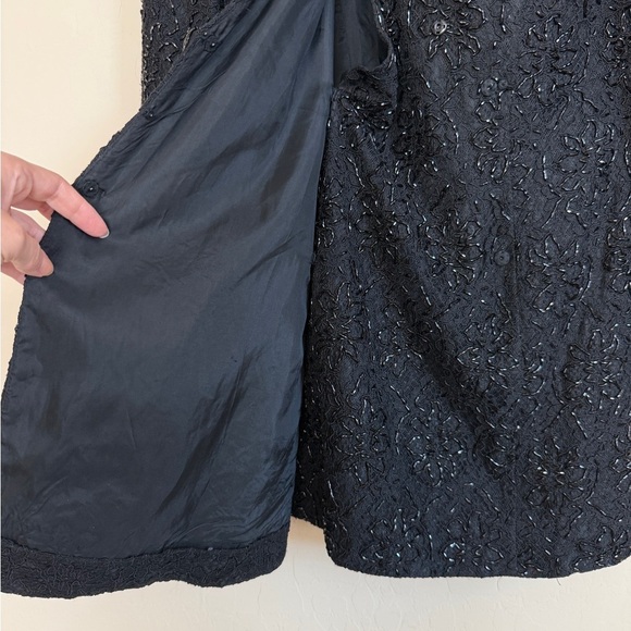 Carmen Marc Valvo Vintage Beaded Lace Double Breasted Blazer Dress Gala Formal - Picture 5 of 11